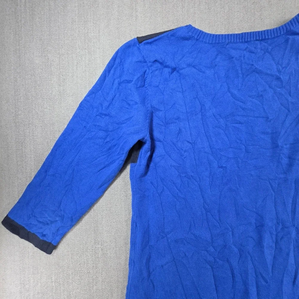 Christopher & Banks Sweater Women Small Blue Colorblock 3/4 Sleeve Cotton